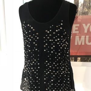French Connection Sheer Metal Sequin Tank Sz 8